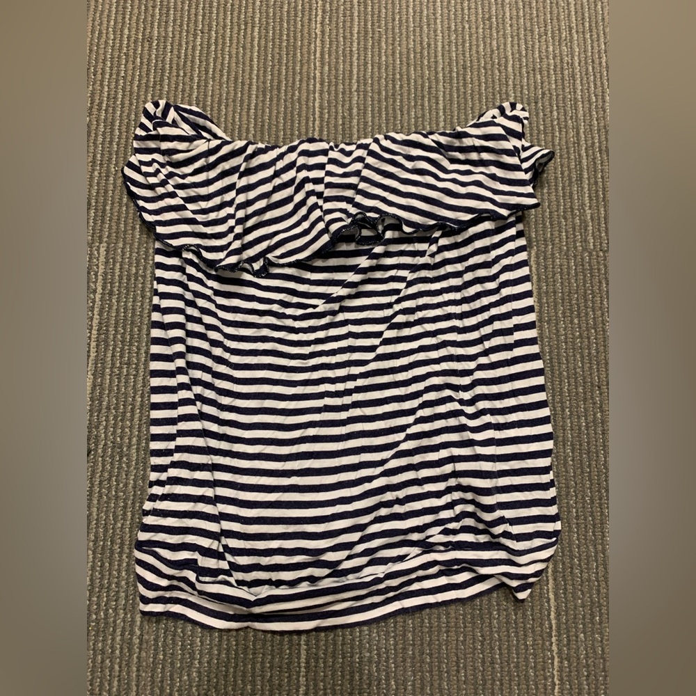 navy blue and white stripped tube top